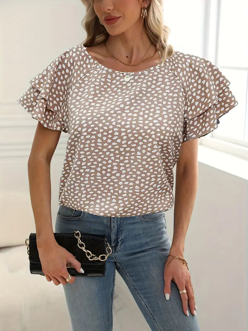 Samantha - blouse met ronde hals en ruches voor dames