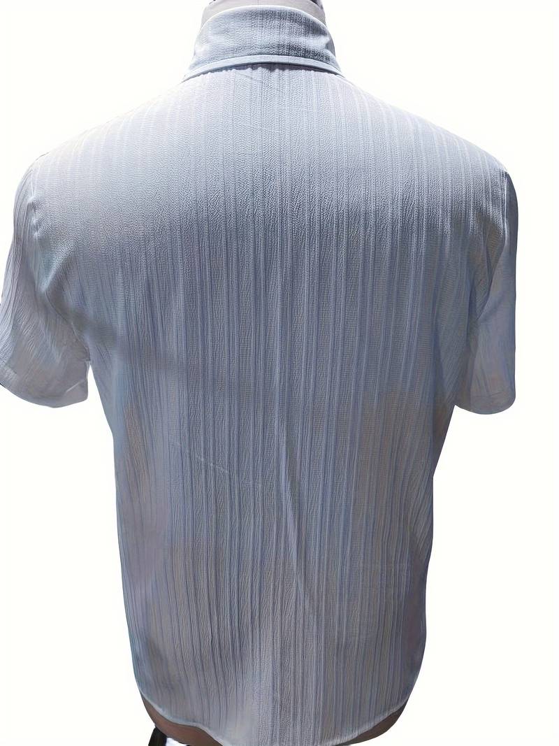 Michael – geribbelde blouse met korte mouwen en knoopsluiting